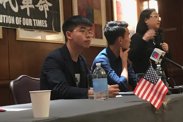 Joshua Wong, a prominent Hong Kong activist, spoke at an event in New York City on Sunday.